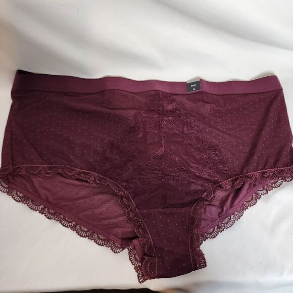 5X 28W Torrid Purple Brief Panty Lace Lingerie Mesh Dot Keyhole Plussize Boudior - Picture 2 of 7